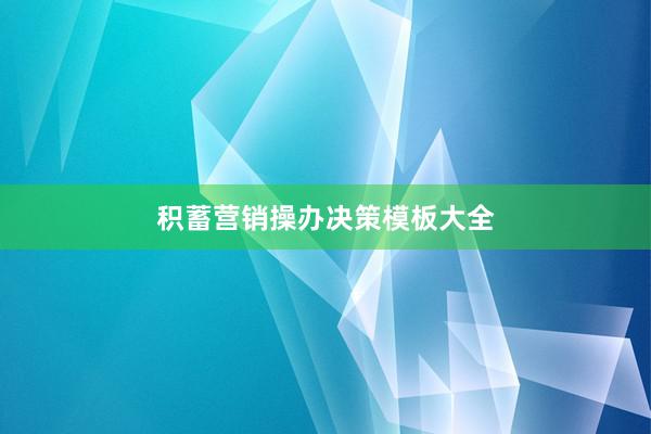 积蓄营销操办决策模板大全